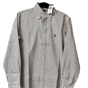 NWT! Ralph Lauren‎ Women Long Sleeve Button-Down Shirt Blk/Whte Size 14.5-32/33